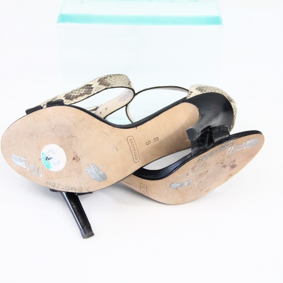 Coach Stiletto Heels sz 6 Open Toe Sandal Ankle Strap Leather - Picture 11 of 12